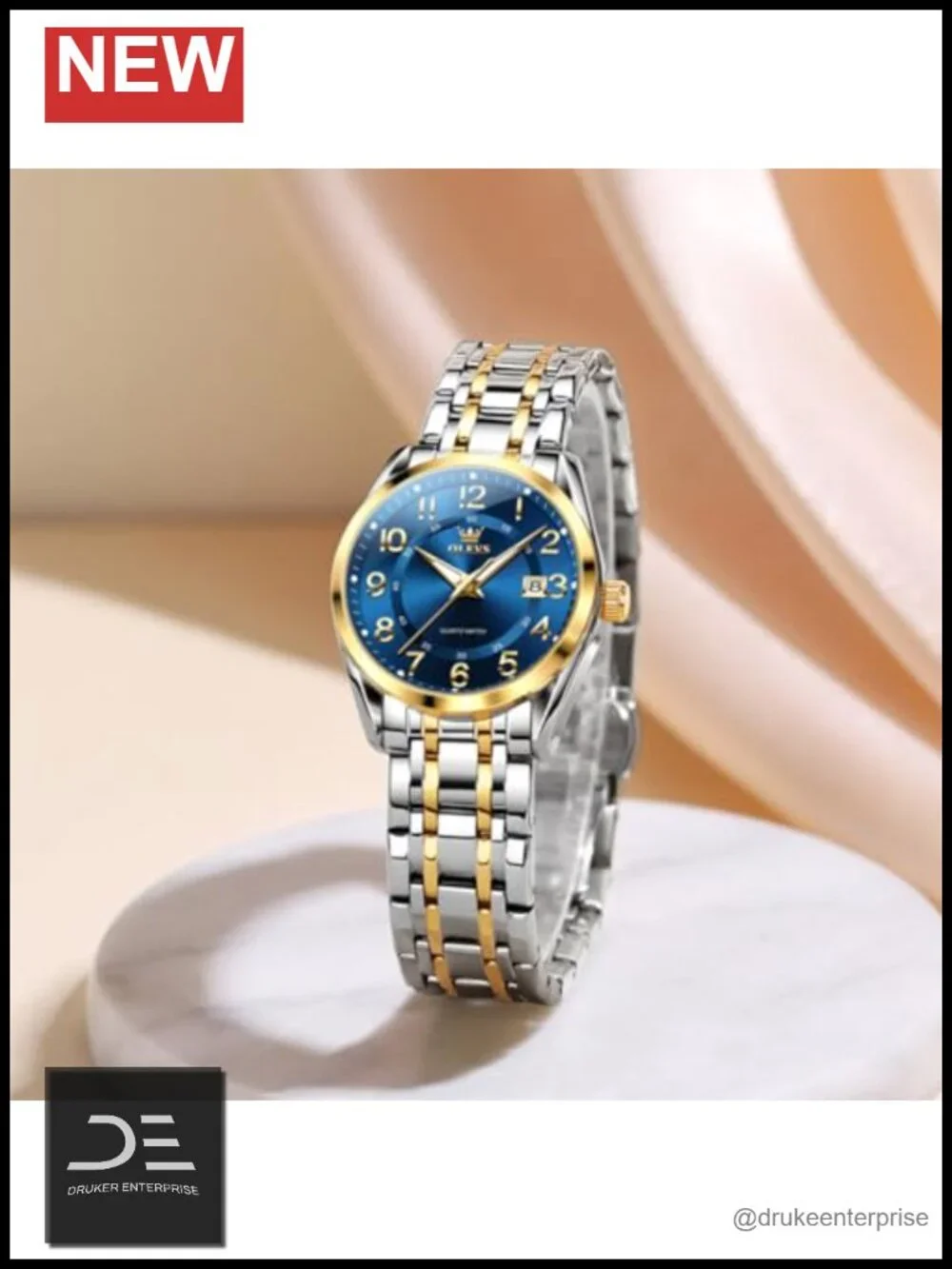 Classic Dress Quartz Wristwatch Stainless Steel Waterproof Luminous Date Easy